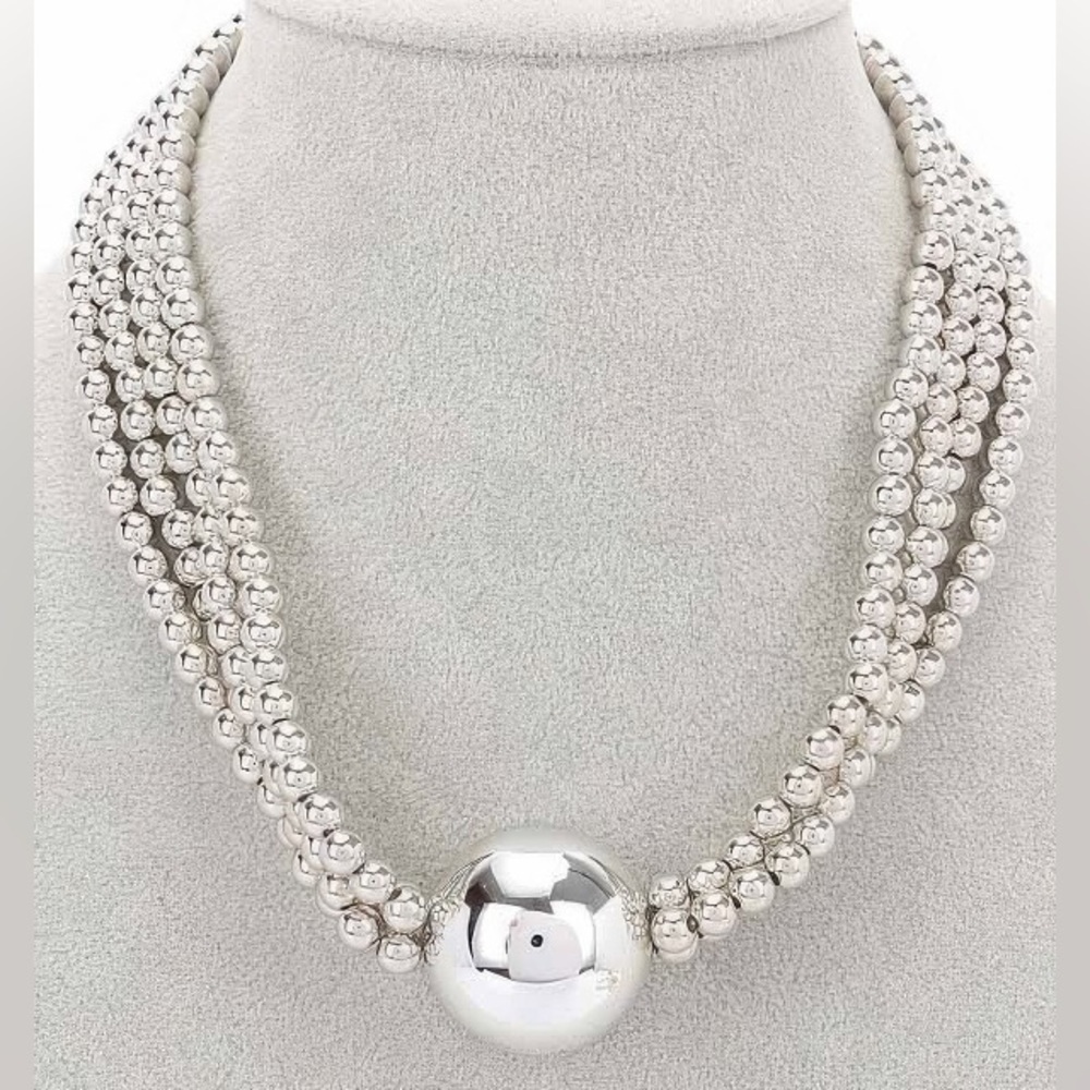 SILVER CCB BEAD NECKLACE